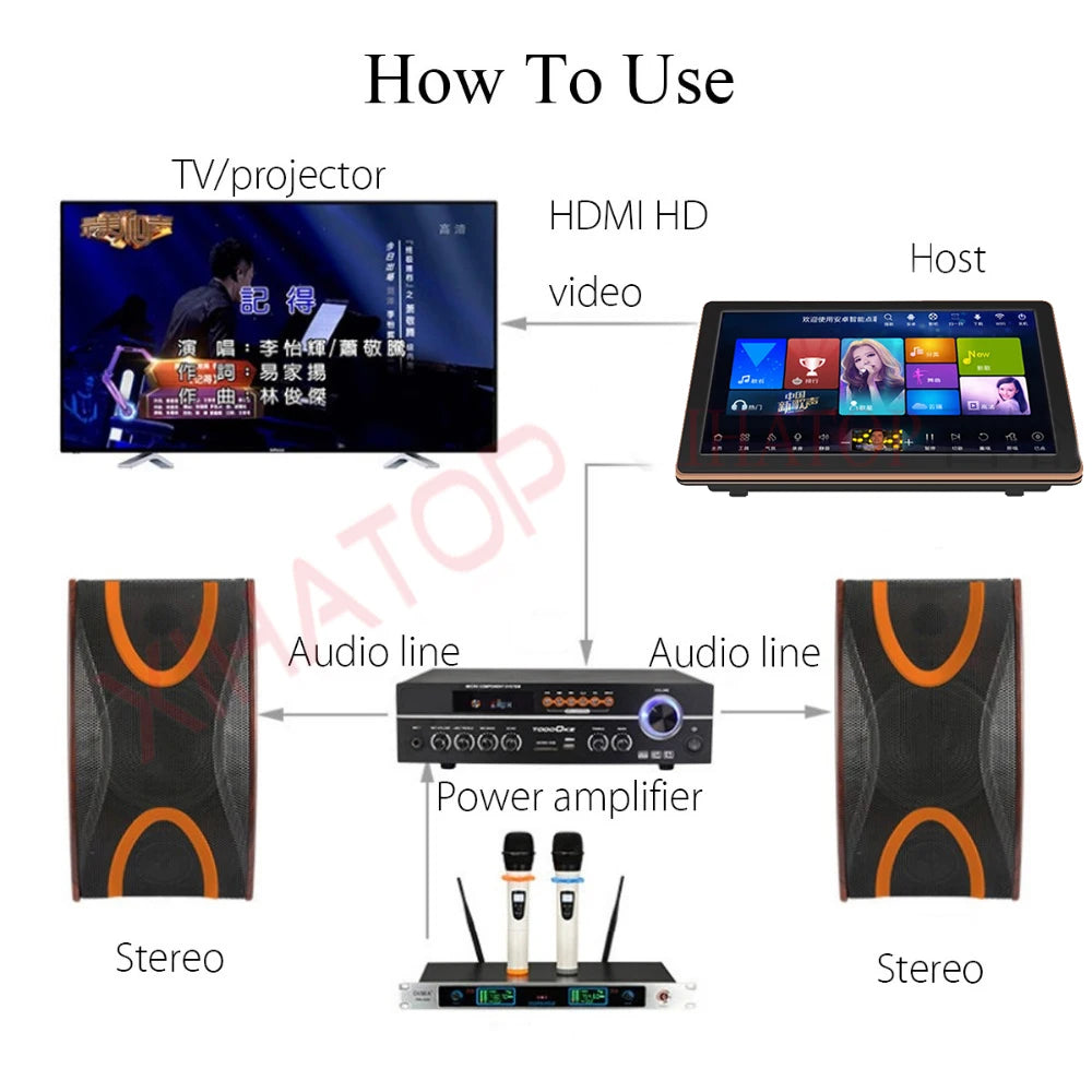 15.6-inch karaoke player, capacitive touch screen karaoke all-in-one machine, Android dual system with youtube, 1200k song downloads in the cloud