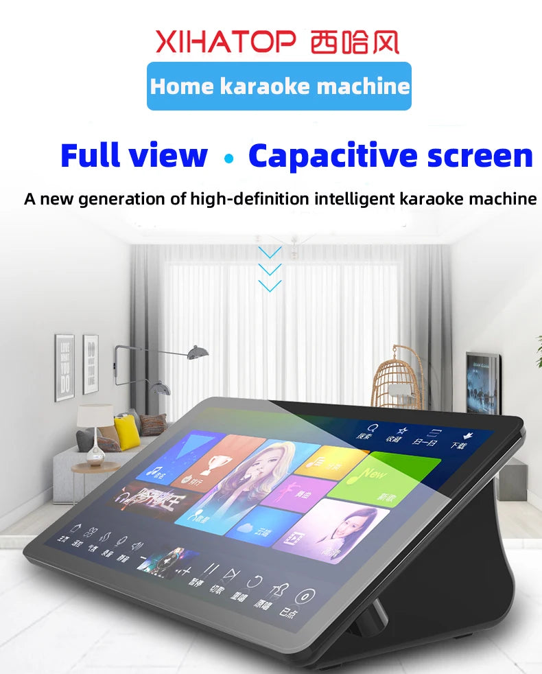 15.6-inch karaoke player, capacitive touch screen karaoke all-in-one machine, Android dual system with youtube, 1200k song downloads in the cloud