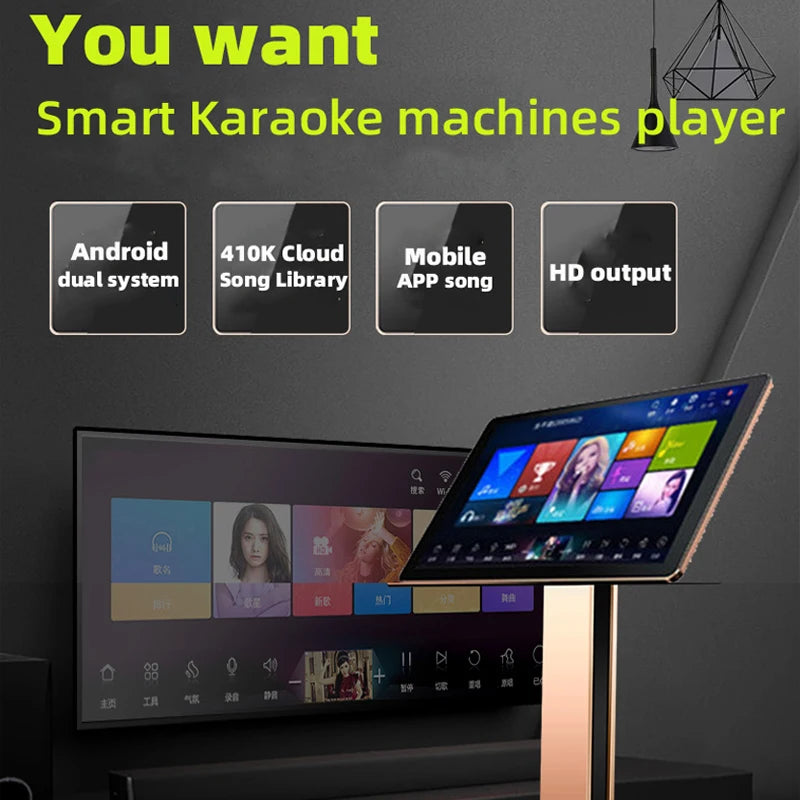 XIHATOP 22" Singapore Karaoke Machine  Chinese, English, Singaporean Songs Home Karaoke Player,Android YouTube APP